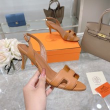 HERMES 7CM Eternite SANDALS IN EPSOM LEATHER tan