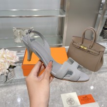 HERMES 7CM Eternite SANDALS IN EPSOM LEATHER gray