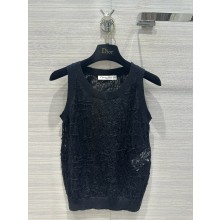 Dior black Mohair and Alpaca Blend Lace tank top 2024