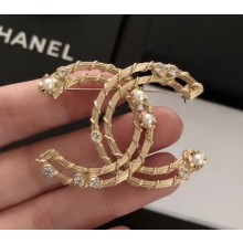Chanel CC Brooch AB0130 Gold/Pearly White/Crystal 2018