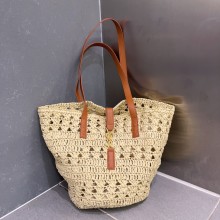 cheap sale saint laurent raffia tote bag beige 2023