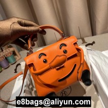 hermes kelly doll bag in original swift leather Tangerine/black handmade