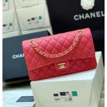 Chanel Original Quality Medium Classic Flap Bag 1112 in Caviar Leather ROUGE with Gold Hardware