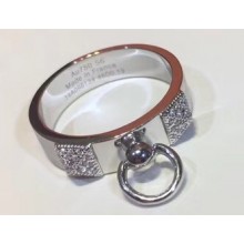 Hermes Collier de Chien Ring with Crystal White Gold