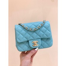Chanel Medium Classic Flap Bag 1115 in Caviar Leather BLUE with Gold Hardware(Original Quality)