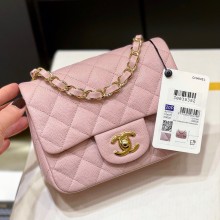 Chanel Original Quality Medium Classic Flap Bag 1115 in Caviar Leather PALE PINK with Gold Hardware