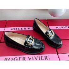 Roger Vivier Metal Buckle Morsetto Loafers in Patent Leather black 2023