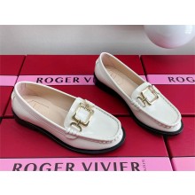 Roger Vivier Metal Buckle Morsetto Loafers in Patent Leather white 2023