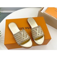 Louis Vuitton Raffia Flat Mules Gold 2023