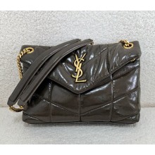 Saint Laurent  puffer small in quilted crinkled leather LIGHT MUSK (original quality) 2024