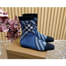 Burberry flat Knitted Check Sock ankle Boots in blue 2024