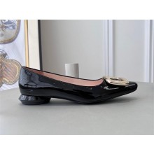 Roger Vivier Viv' Choc Metal Buckle Ballerinas in patent leather black 2023