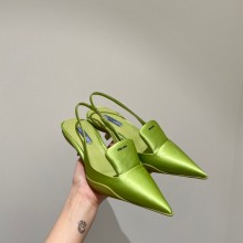 Prada Gabardine Slingback Pumps green with Tongue 2021