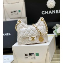 Chanel Shiny Crumpled Calfskin Small Hobo Bag AS3710 white 2022(ORIGINAL QUALITY)