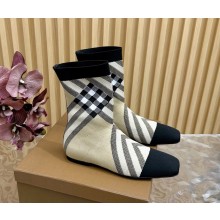 Burberry flat Knitted Check Sock ankle Boots in beige 2024