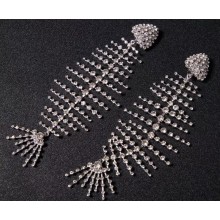 Saint Laurent Crystal Smoking Fish Bone Earrings In Silver-Tone Metal 542373