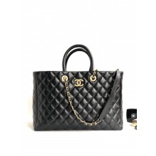 chanel black coco handle shopping calfskin large tote