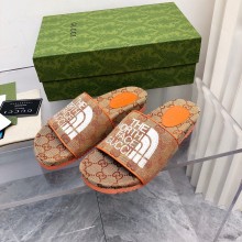 The North Face x Gucci GG slides orange 2022