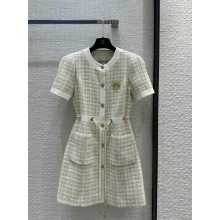 CHANEL creamy/MULTICOLOR TWEED dress 2024