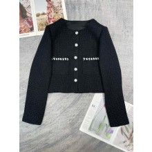 chanel Iridescent Gauze Tweed Black & White JACKET P76730 2024SS