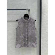 chanel Cotton Light Pink & Black Blouse P76707 2024