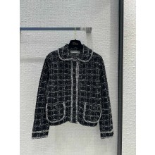 dior Black and White Technical Cotton Tweed Macrocannage Jacket 2024