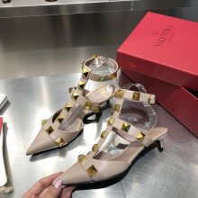 VALENTINO GARAVANI Roman Stud Mule in calfskin 40mm nude pink 2020