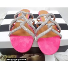 Aquazzura Crystal Straps Moondust Flats Pink 2022