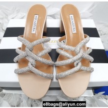 Aquazzura Heel 5.5cm Crystal Straps Moondust Sandals Nude 2022