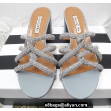 Aquazzura Heel 5.5cm Crystal Straps Moondust Sandals Blue Gray 2022
