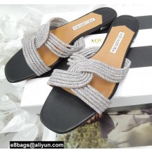 Aquazzura Crystal Straps Gatsby Flats Black 2022