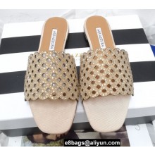 Aquazzura Crystal Candy Flat Slides Sandals Nude 2022