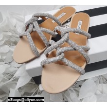 Aquazzura Crystal Straps Moondust Flats Nude 2022