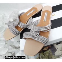 Aquazzura Crystal Straps Gatsby Flats Nude 2022