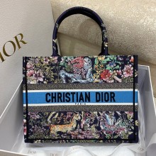 dior Blue Multicolor D-Constellation Embroidery medium book tote 2022