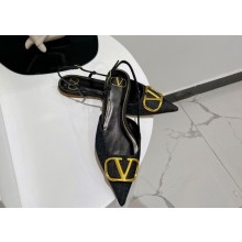 Valentino Vlogo Denim Slingback Flats Black 2022