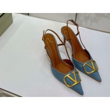 Valentino 3.5cm Vlogo Denim Slingback pumps BLUE 2022