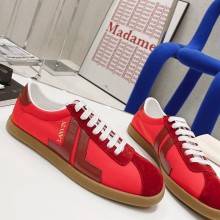 LANVIN Suede stitching cowhide and nylon fabric casual shoes in Red LAs003