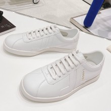 LANVIN Suede stitching cowhide and nylon fabric casual shoes in White LAs009