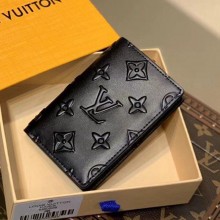 Louis Vuitton Monogram Seal cowhide SLENDER Pocket Wallet in Black M80508