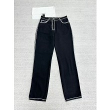 chanel BLACK/ WHITE WASHED DENIM JEANS 2024