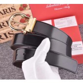 Ferragamo Men Adustable Antique Nickel Buckle Belt in Calfskin(99-722110)