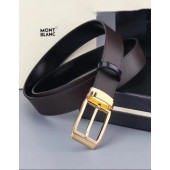 Montblanc Rectangular Shiny Stainless Steel Pin Buckle Belt for Men in Black(99-722113)