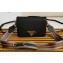 Prada Vitello Daino Double Leather Shoulder Bag 1BD102 Black 2023