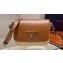 Prada Raffia and Leather Shoulder Bag 1BD243 Brown 2023