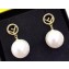 Fendi F Pearl Earrings Gold