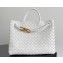Bottega Veneta Intrecciato leather Medium Andiamo top handle Bag White