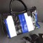 Balenciaga Classic City Stripe Leather Small Tote Bag Black/Blue/White 2018
