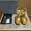 Prada Heel 13.5cm leather platform sandals 1XP48B Metallic Gold 2023