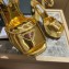 Prada Heel 13.5cm leather platform sandals 1XP48B Metallic Gold 2023
